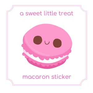 Kawaii roze macaronsticker | Leuke voedselbestendige vinylstickers