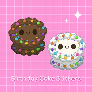 Cute Birthday Cake Stickers | Matte Waterproof Vinyl Sticker | Kawaii Birthday Gift | Water Bottle Laptop Journal Sticker