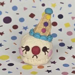 Ice Cream Clown Desk Friend | OOAK Cute Handmade Polymer Clay Figurine | Miniature Food Desk Shelf Decoration | For Trinket Collection