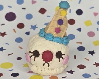 OOAK Handmade Polymer Clay Ice Cream Clown Figurine Desk Decor