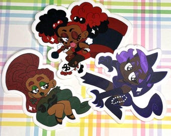 Vinylstickers Bad Girls - Harley, Ivy, Cat - kawaii pin-up schurk laptopsticker