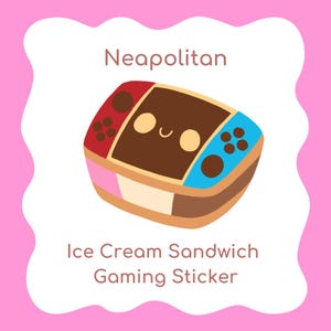 Cute Video Game Stickers | Switch Sticker | Ice Cream Sandwich Waterproof Vinyl Stickers | Kawaii Gamer Gift