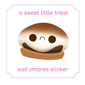 Trieste S&#39;mores-sticker | Kawaii Smores, schattig eten, schattig briefpapier | Stickers voor planner, dagboek, laptop, herbruikbare waterfles