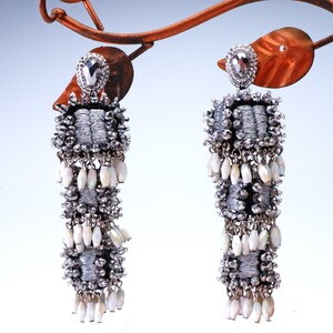 Silver Crystal Chandelier Earrings, MIRROR MIRROR EARRINGS with Crystals, Collectible Earrings image 2