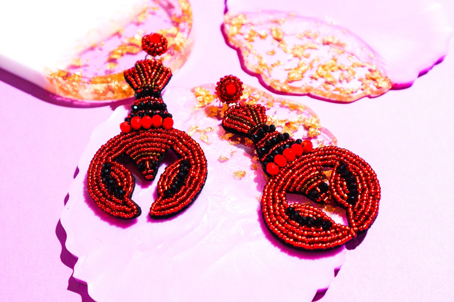 Big LOBSTER EARRINGS Big Red Statement Earrings for Casual Etsy