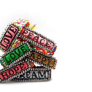 Colorful Mock Suede Personalized Name Bracelet, MOVIE SIGN BRACELET in Sunrise, Hippie Bohemian Bracelet for Everyday Wear