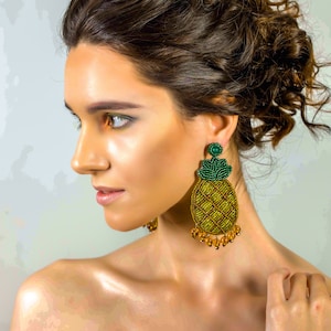 Big PINEAPPLE EARRINGS, FRUIT Statement Earrings for Casual Everyday Wear, Unique Summer Jewellery