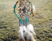 Water Dream Beach Dream Catcher Real Seashells Native American Style Blue Yellow Turquoise Ocean Boho