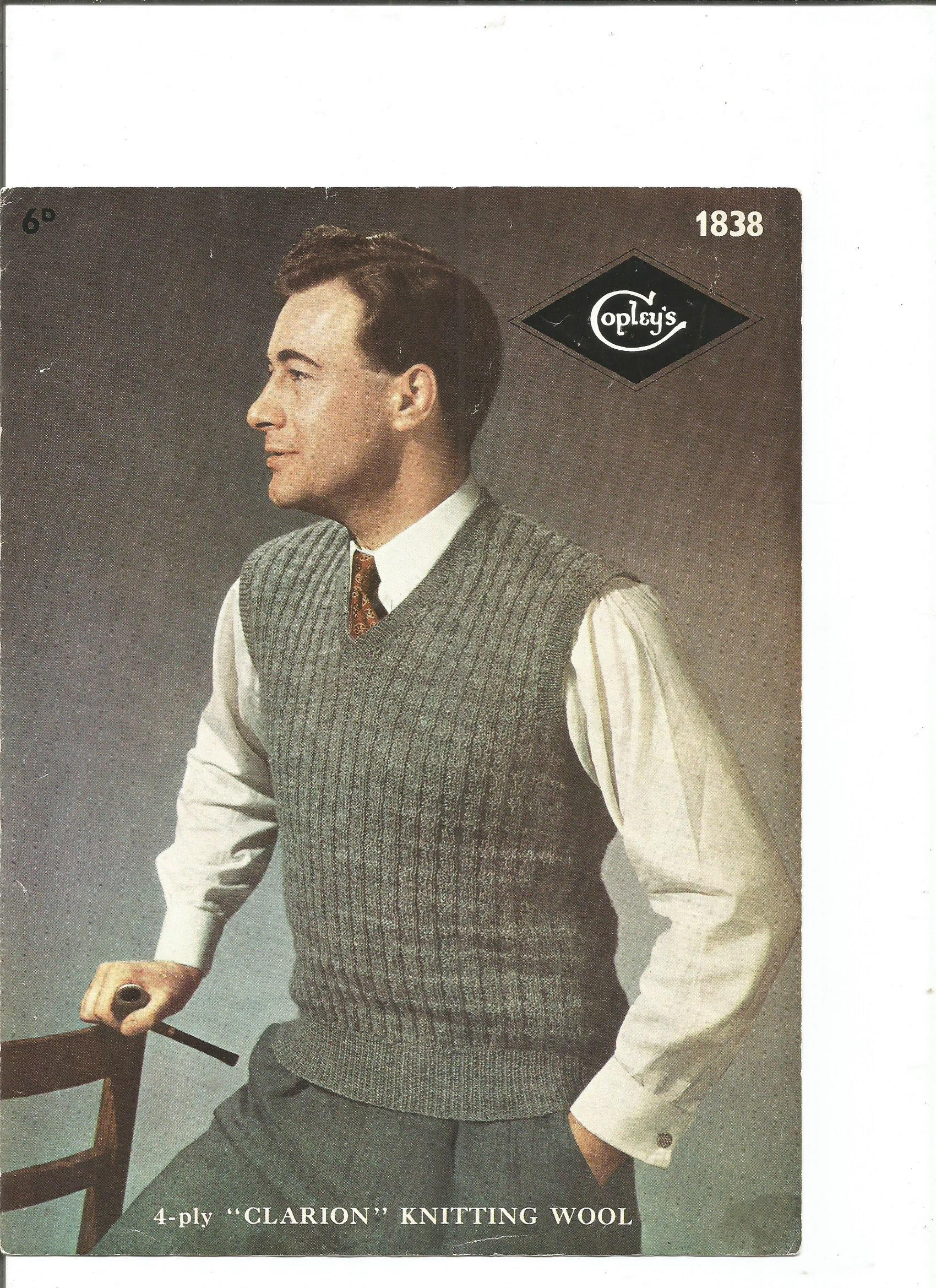 Vintage Mens Sweater Tank Top Knitting Pattern PDF Digital Etsy