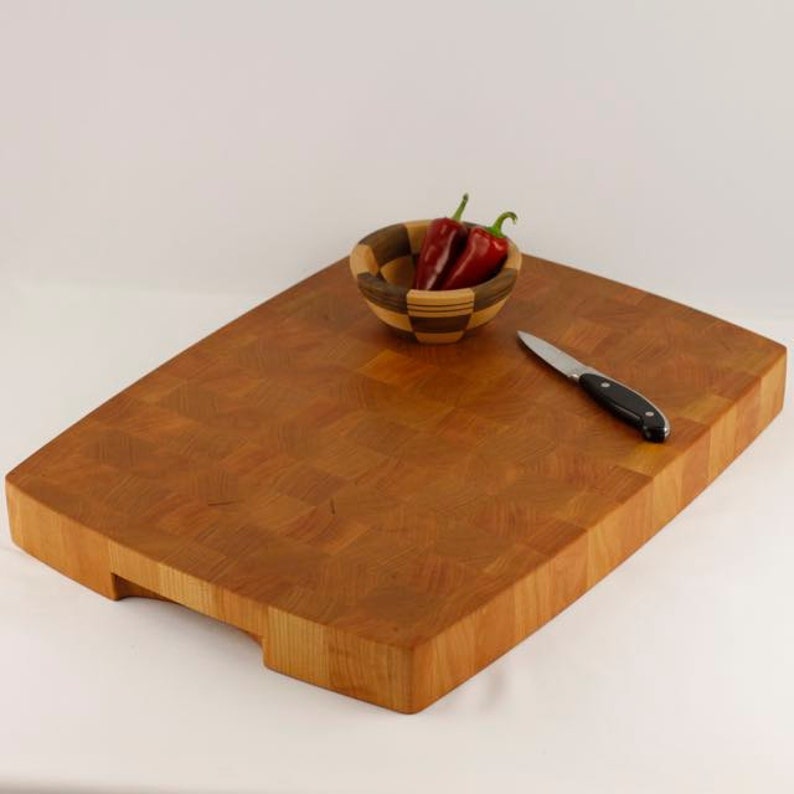 Cherry Cutting Board End Grain Wood Cutting Board Butcher Etsy