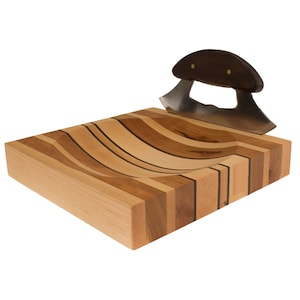 Maple/Cherry/Walnut Alaskan Ulu Board and Knife Set