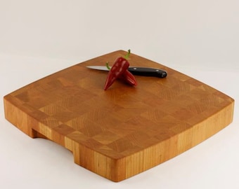 Cherry End Grain Cutting Board, Butcher Block, Chopping Block, Wood Cutting Board.  Square 16x14x2 Inches