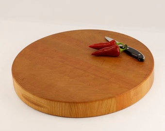 Round Cherry Cutting Board, End Grain Wood Cutting Board, Butcher Block, Chopping Block. Round 16x2 Inches