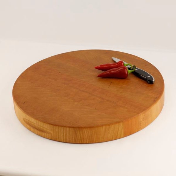 Round Cherry Cutting Board, End Grain Wood Cutting Board, Butcher Block, Chopping Block. Round 16x2 Inches