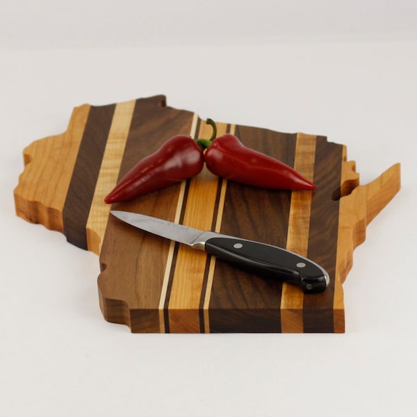 Solid Hardwood - Wisconsin Cutting Board - Cutting Board in the Shape of WI made out of Hardwood - Cheese Board