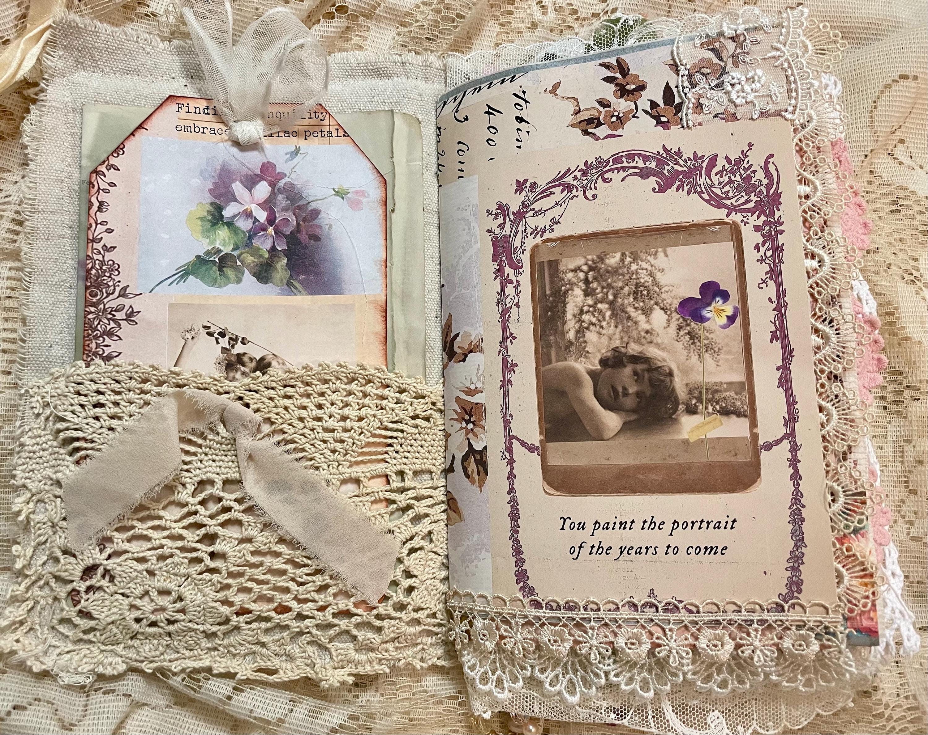 Handmade Junk Journal – Romantic Vintage Lace Fabric, Shabby Chic ...