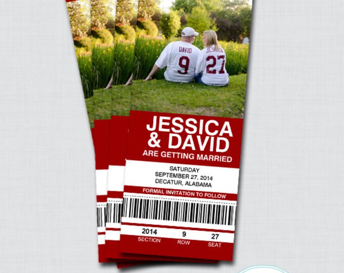 Customized Alabama Crimson Tide Ticket Photo Save the Date Etsy