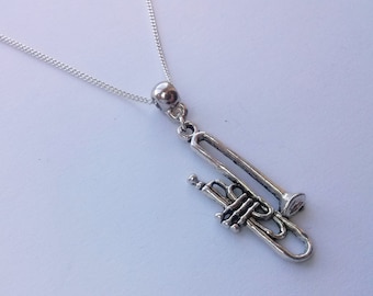 Trombone Necklace , Trumpet Necklace , Silver Necklace , Big Band , Brass Band , Handmade Jewelry , Handmade Jewellery , Unisex Gift