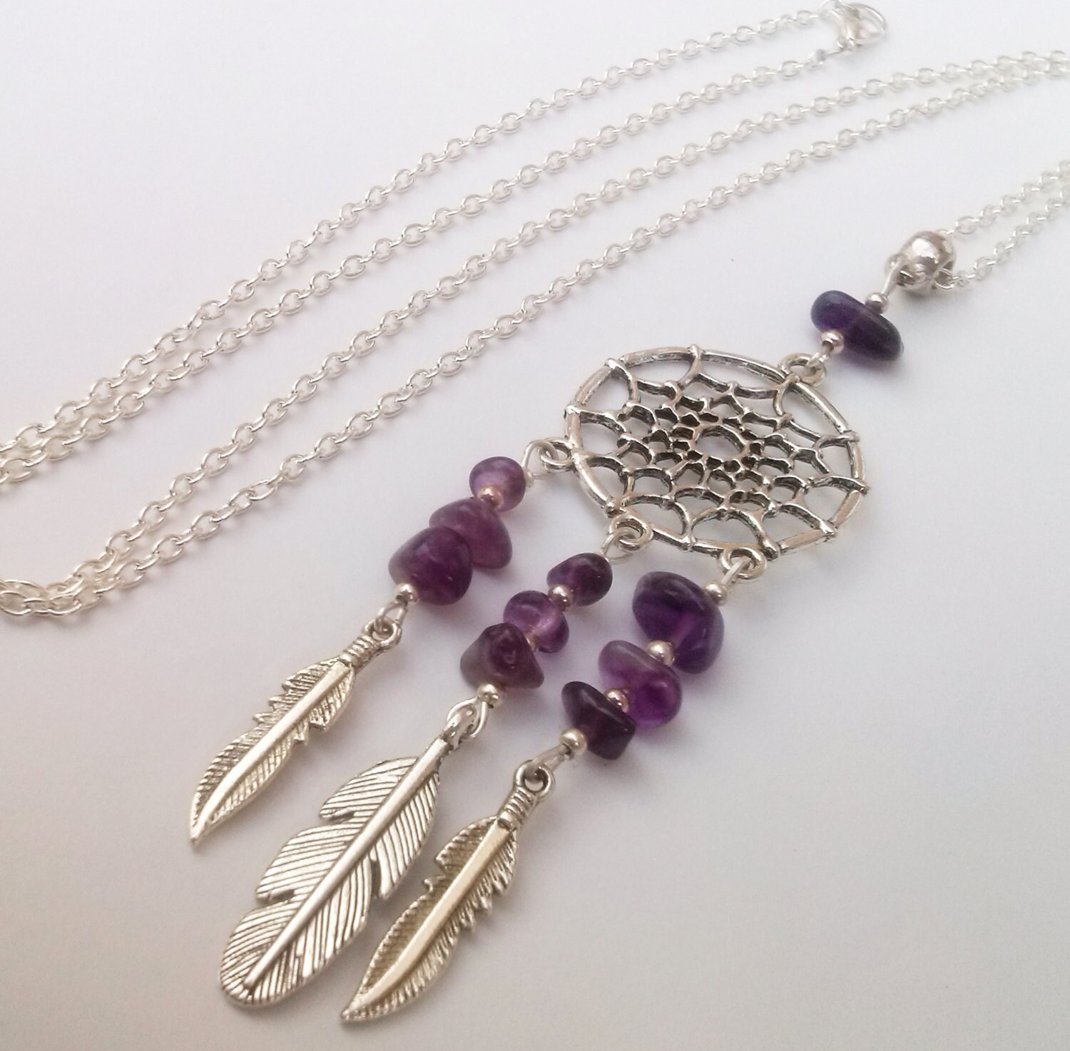 Amethyst Dreamcatcher Necklace Dream Catcher Necklace Etsy