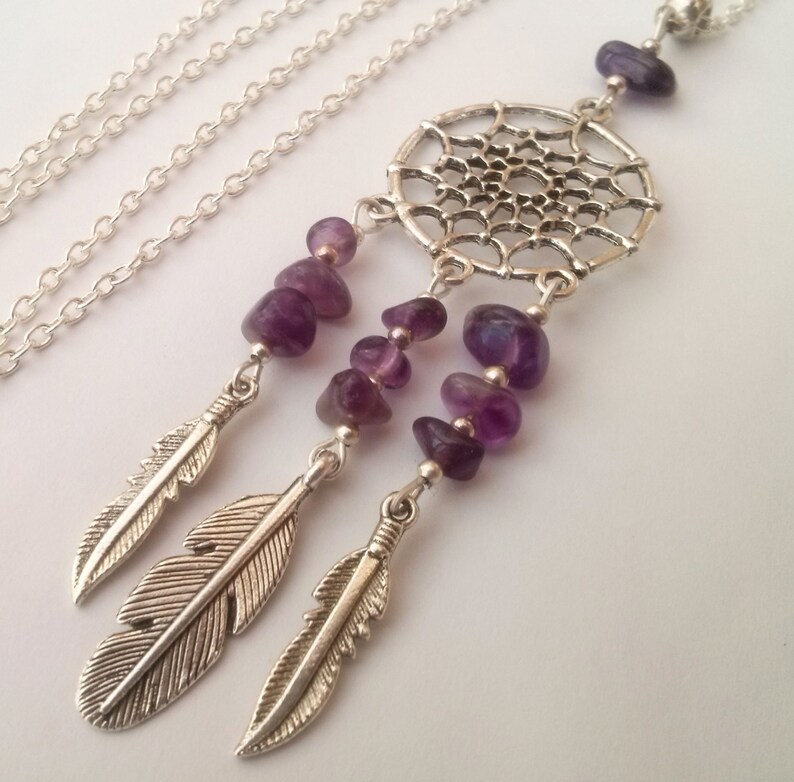 Amethyst Dreamcatcher Necklace Dream Catcher Necklace Etsy