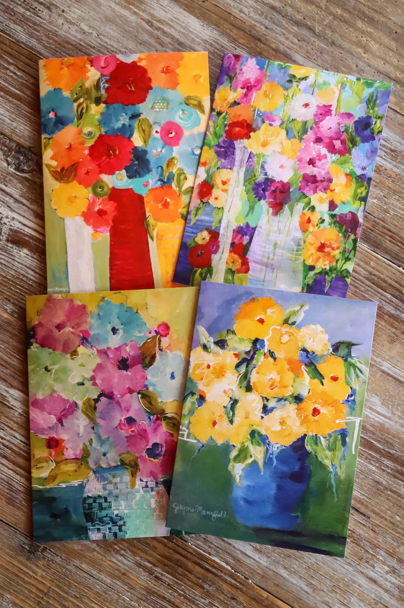Floral Art Note Cards - Set of 8, Original Acrylic Painting - Etsy