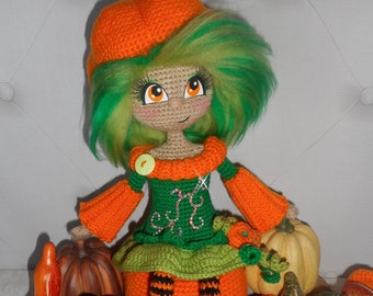 Pumpinette, poupée citrouille par tweety dolls, tutoriel en français pour la réalisation au crochet