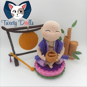 complete pack 2 tutorials: Tékitizi monk doll + its accessories in French or English