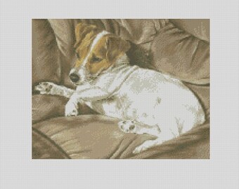 Jack Russell Terrier Dog Recharge 2 Counted Cross Stitch Chart or Complete Kit