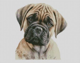 Bullmastiff Puppy 2  Cross Stitch Chart Instant Download PDF Pattern Keeper Compatible