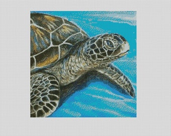 Gráfico de punto de cruz de tortuga marina Descarga instantánea de patrones PDF Compatible con Keeper