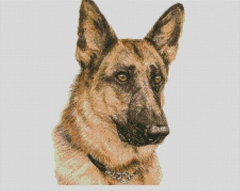 Gráfico de punto de cruz de perro pastor alemán Descarga instantánea Patrón PDF Compatible con Keeper