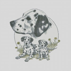 Dalmatian Dog Trio Cross Stitch Chart Instant Download PDF Pattern Keeper Compatible