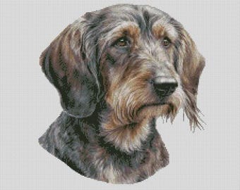 Wirehaired Dachshund Dog 3 Cross Stitch Chart Instant Download PDF Pattern Keeper Compatible