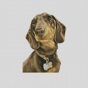 Diagrama de punto de cruz para perro salchicha Descarga instantánea Patrón PDF Compatible con Keeper