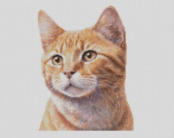 Gato de jengibre 1 gráfico de punto de cruz contado solo o kit completo
