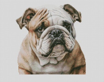 Gráfico de punto de cruz Bulldog 3 Counted Solo o kit completo