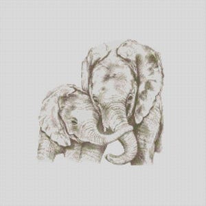 Elephant Mum and Baby Cross Stitch Chart Instant Download PDF Pattern Keeper Compatible
