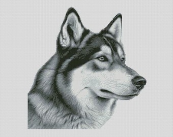 Kit completo o diagrama de punto de cruz de 2 perros husky siberianos