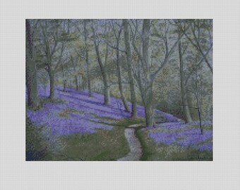 Gráfico de punto de cruz Bluebell Stroll Descarga instantánea de patrones PDF Compatible con Keeper