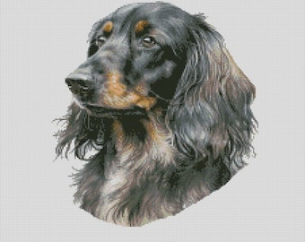 Long Haired Dachshund Dog 1 Counted Cross Stitch Chart or Complete Kit