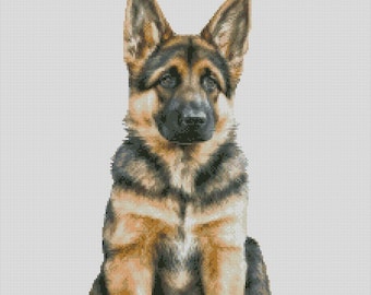 German Shepherd Puppy 4 Counted Cross Stitch Chart or Complete Kit