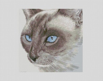 Siamese Cat Ole Blue Eyes Cross Stitch Chart Instant Download PDF Pattern Keeper Compatible