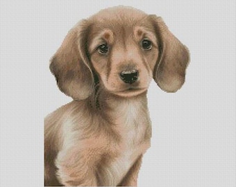 Dachshund Puppy 4 Cross Stitch Chart Instant Download PDF Pattern Keeper Compatible