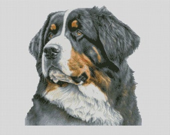 Diagrama de punto de cruz de perro de montaña bernés 1 Descarga instantánea Patrón PDF Compatible con Keeper