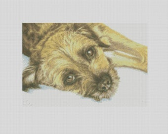Diagrama de punto de cruz Ginny para perro Border Terrier Descarga instantánea Patrón PDF Compatible con Keeper
