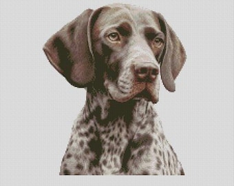 Gráfico de punto de cruz de perro Pointer 3, descarga instantánea, patrón PDF compatible con Keeper