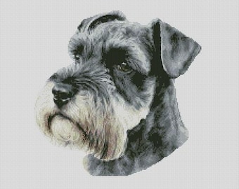 Schnauzer Dog 6 Counted Cross Stitch Chart or Complete Kit