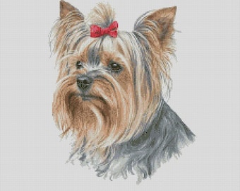 Yorkshire Terrier Dog 1 Counted Cross Stitch Chart or Complete Kit