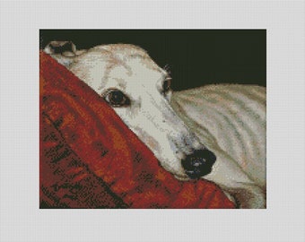 Greyhound Dog Home At Last Cross Stitch Chart Instant Download PDF Pattern Keeper Compatible
