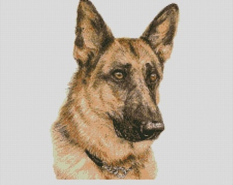 Kit completo o diagrama de punto de cruz contado de perro pastor alemán